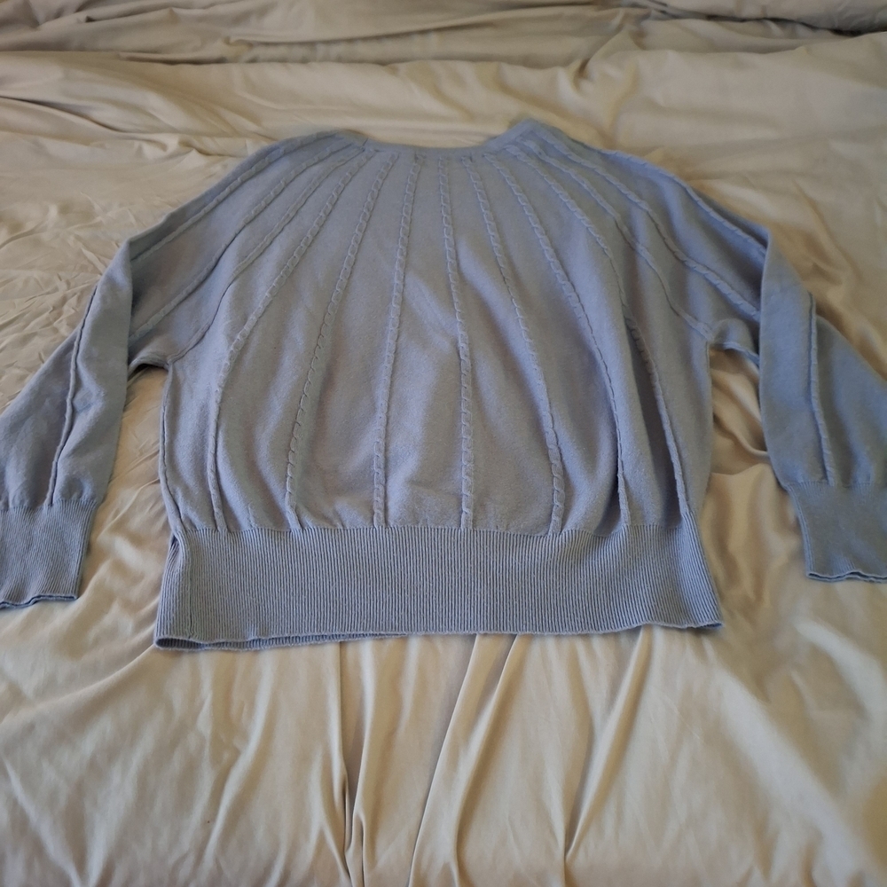 Tahari Women's Soft Blue Cable Knit Sweater - Picture 8 of 8